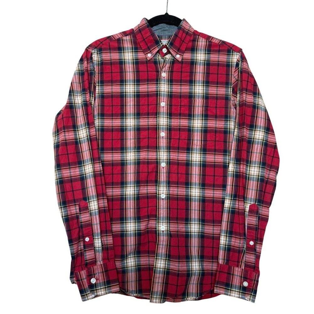J.Crew Men XS Red Plaid Button Down Shirt 100% Cotton Tailored Fit Quality Woven